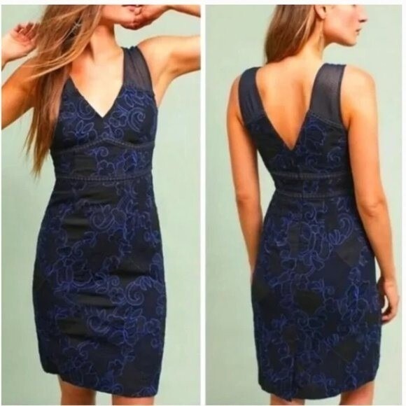 Moulinette Soeurs Anthropologie Ariana Embroidered Lace Sheath Dress Sz 16